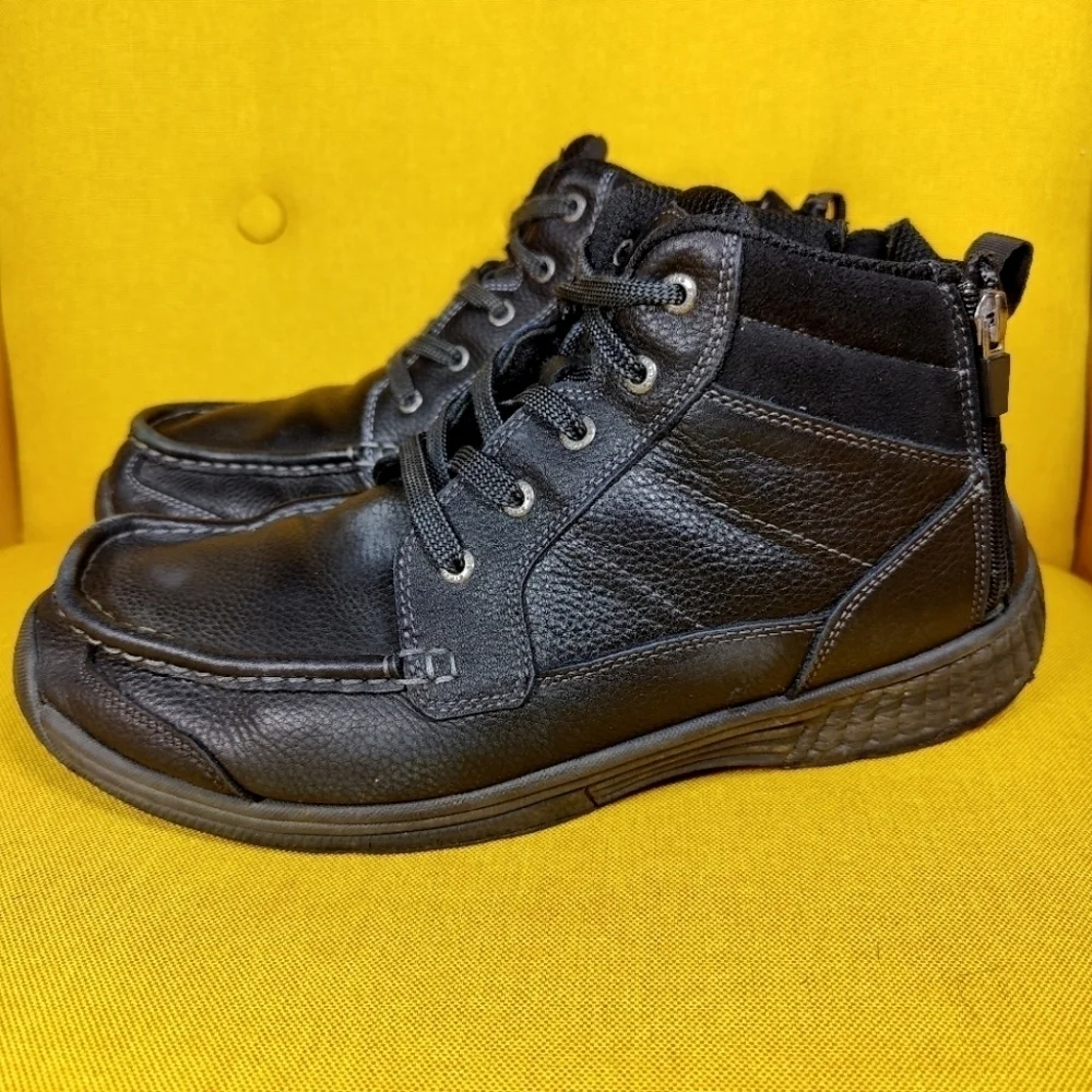 Orthofeet Ranger Boots Black Leather Comfort Walking Men's Shoes Size 12 2E Wide